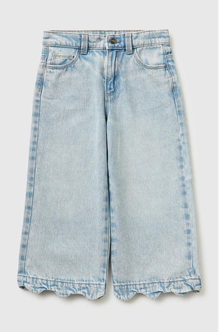 Široke jeans hlače z vezenimi češnjami