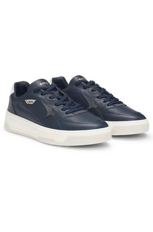 Leather trainers with layered upper