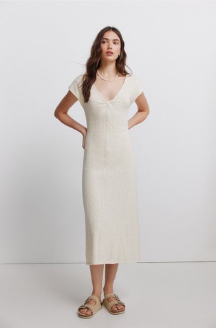 Knot neckline knit dress