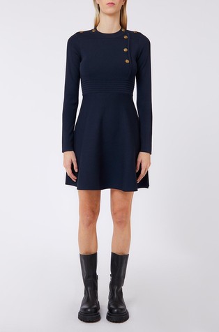 Short knit dress with decorative buttons