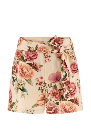 Linen-blend shorts with belt