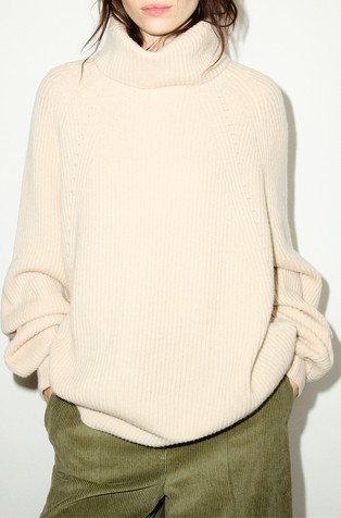 Oversized wool blend turtleneck jumper