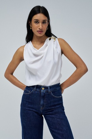 Top with draped neckline