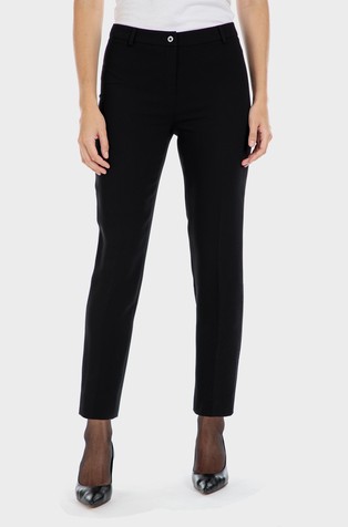 Cropped slim fit crepe trousers