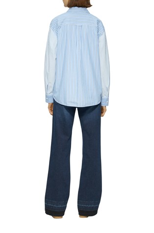 S.OLIVER Poplin blouse in a relaxed fit with mixed stripes Blue 2