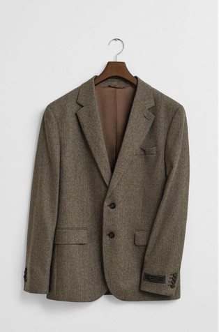 Slim fit flanelast suknjič z vzorcem ribje kosti