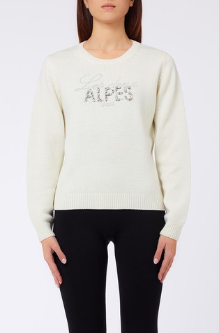 Wool blend jumper with rhnestones
