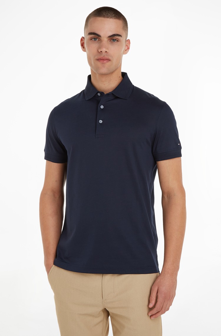 TOMMY HILFIGER Slim fit polo majica iz merceriziranega bombaža Modra - Dark Blue 
