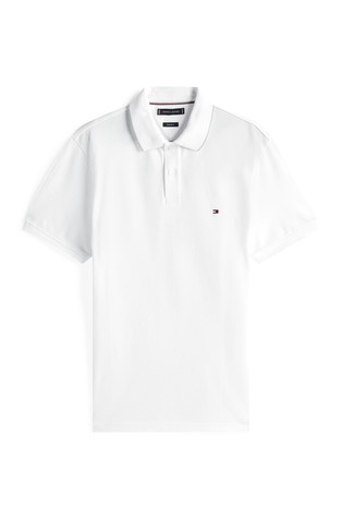 TOMMY HILFIGER Polo majica s kratkimi rokavi iz raztegljivega bombaža Bela - White 4