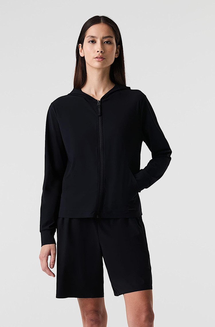ALPHATAURI Jopa s kapuco iz power stretch jerseya Črna - Black 