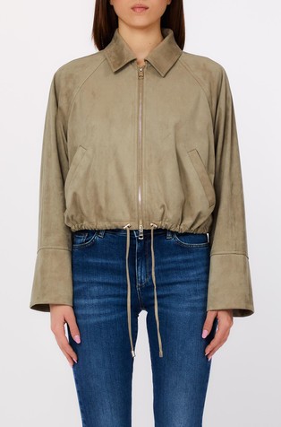 Loose fit faux-suede jacket