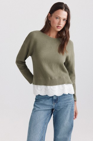 Knit jumper with contrast insert