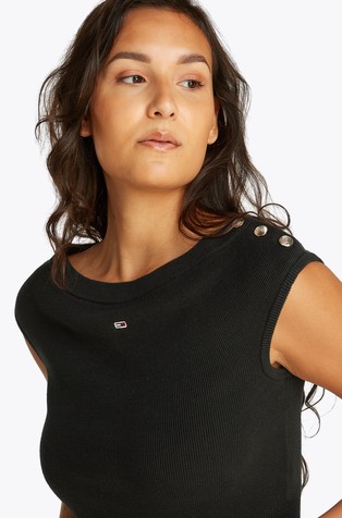 TOMMY HILFIGER Cotton Top with Decorative Buttons Black 4