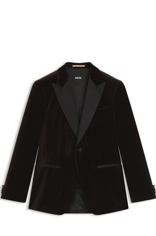 Slim fit smoking suknjič iz bombažnega velurja