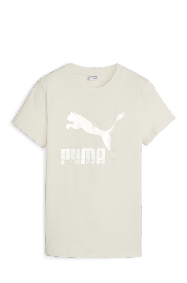 PUMA Classics Shiny Logo Women's Tee Beige 