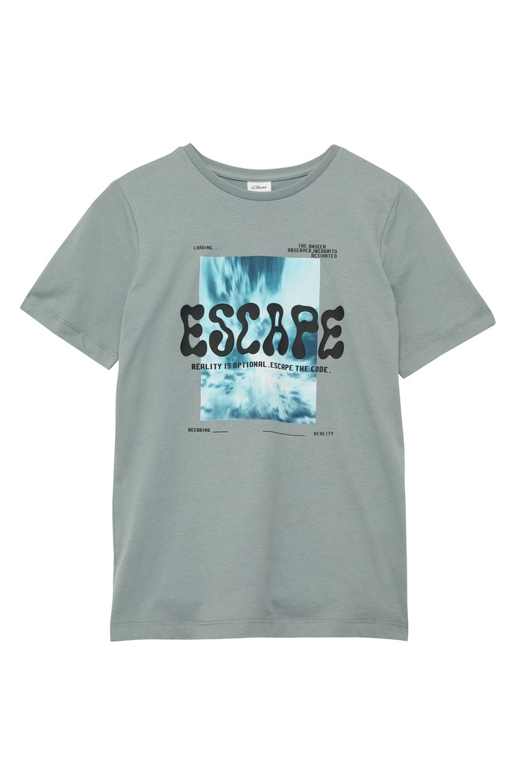 S.OLIVER Cotton T-shirt with a 3D print Gray 