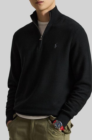 Mesh-knit Cotton Quarter-zip Sweater