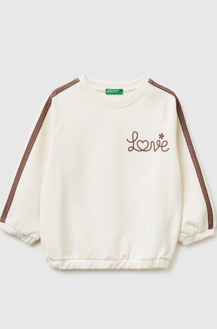 Bombažen pulover s čipko in vezenino