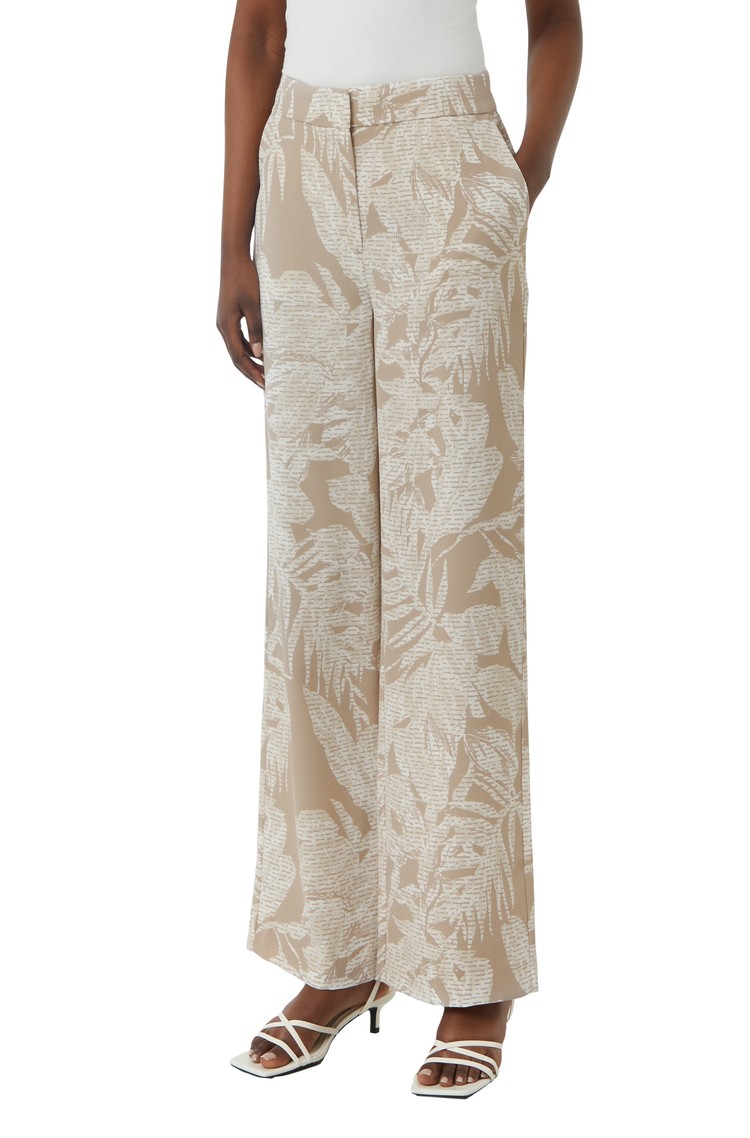 COMMA Marlene trousers made of crepe with all-over print Beige 