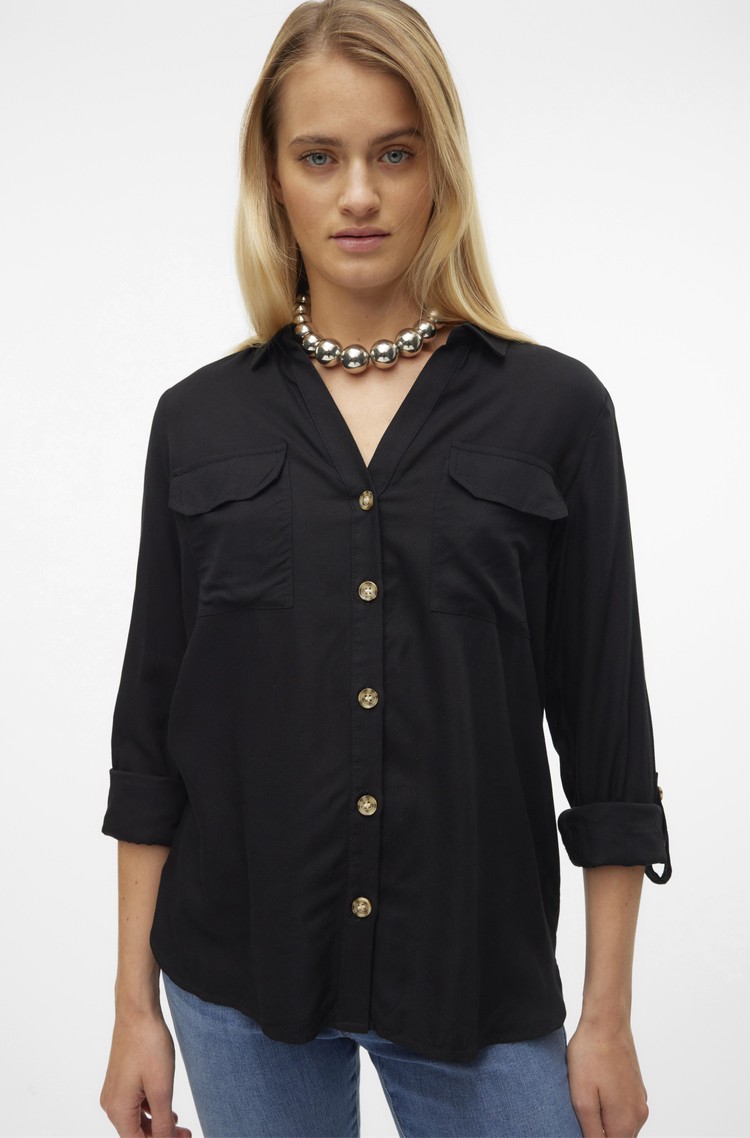 VERO MODA VMBUMPY viskozna srajca Črna - Black 