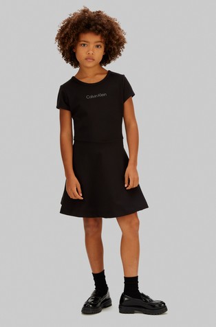 Obleka s kratkimi rokavi iz punto milano tkanine