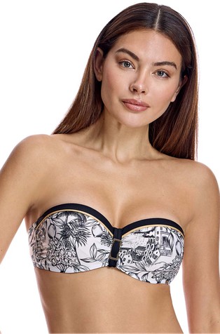 Patterned bandeau bikini top