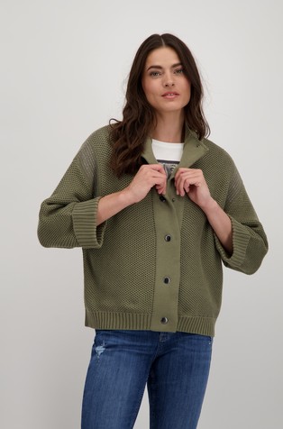 Oversized fit cardigan with honeycomb pattern