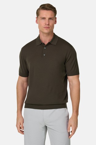 Pletena volnena polo majica s kratkimi rokavi