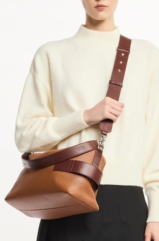 HOGAN Script Bauletto usnjena torbica z ročajema Rjava - Brown 7