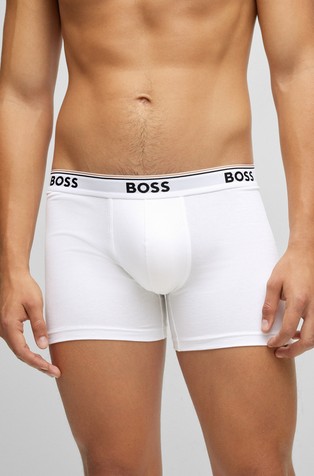 Three-pack of logo-waistband boxer briefs in stretch cotton