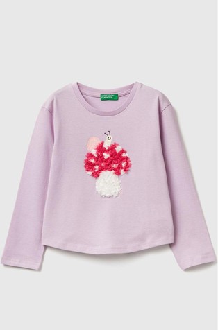 Bombažna majica s potiskom in aplikacijo