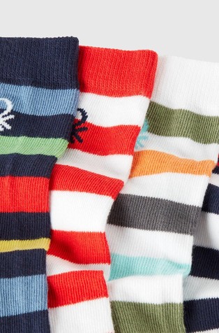 BENETTON Paket 4 parov vzorčastih nogavic Večbarvna - Multi 4 2