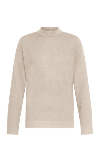 Fine knitted wool pullover with mock neck