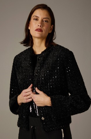 Jakna iz umetnega krzna z bleščicami