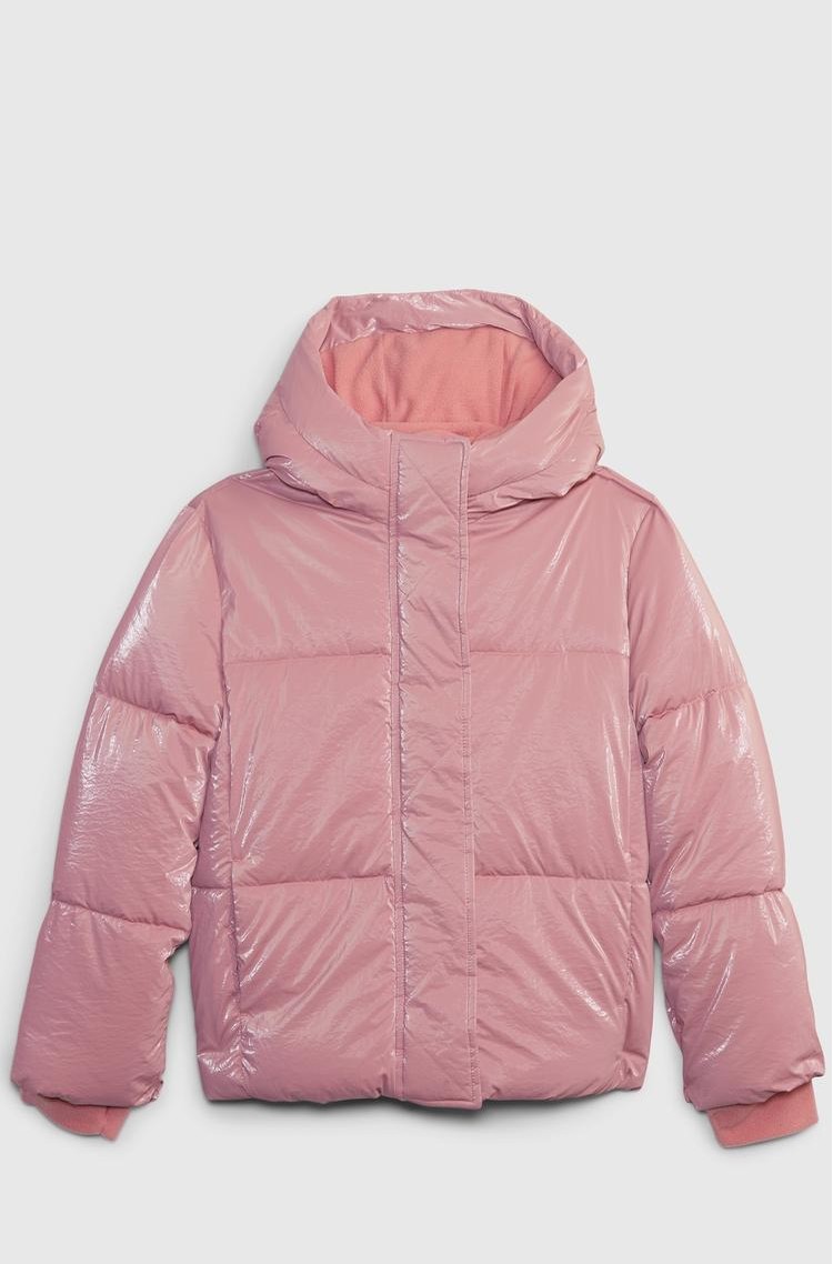 GAP Kids Nylon Shine Puffer Jacket Rosetta Pink 
