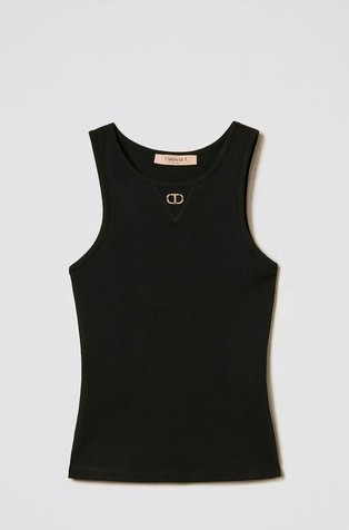Fitted ribbed top with Oval T logo