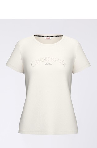 Cotton T-shirt with rhinestones