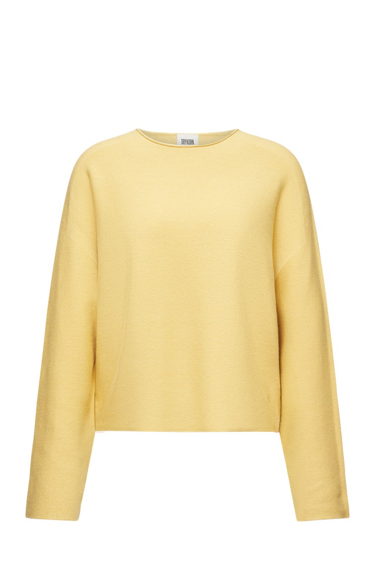 DRYKORN Oversized fit pleten pulover iz mešanice bombaža in kašmirja Rumena - Yellow 