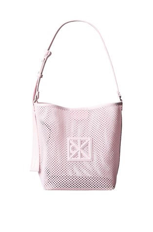 Mesh Emblem Logo Bucket Bag