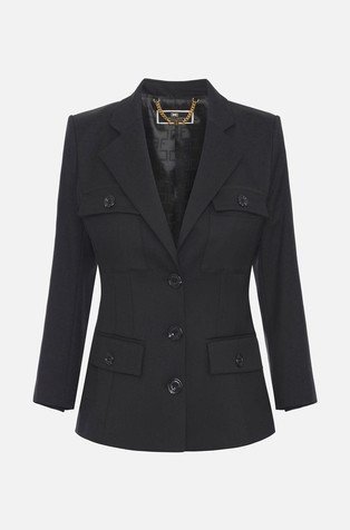 ELISABETTA FRANCHI Suknjič iz volnene mešanice s 3/4 rokavi Črna - Black 4