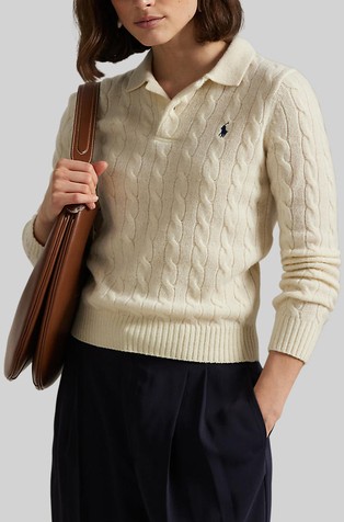 Cable-knit Wool-cashmere Polo Sweater