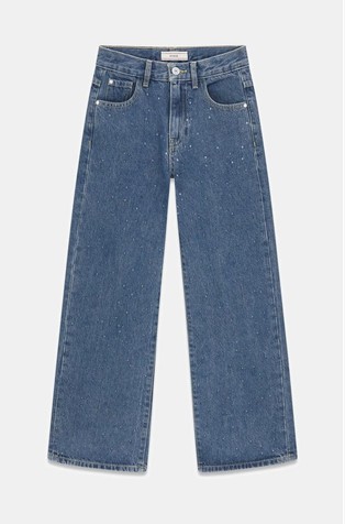 90s jeans hlače s širokimi hlačnicami in okrasnimi kamenčki