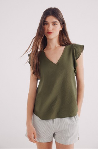 Bluza s plapolajočimi kratkimi rokavi