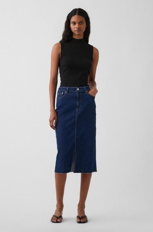 Denim Midi Pencil Skirt