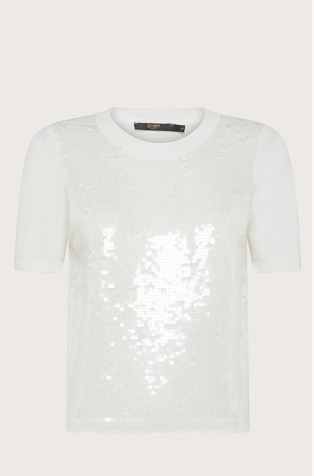 Viscose-blend knit sweater with sequins