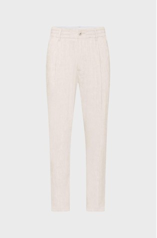 Hlače z gubami iz lanene mešanice