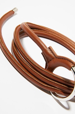 MAX&amp;CO Long faux-leather tubular belt Brown 2