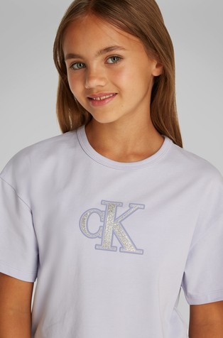 CALVIN KLEIN Boxy fit Logo T-shirt Purple 3