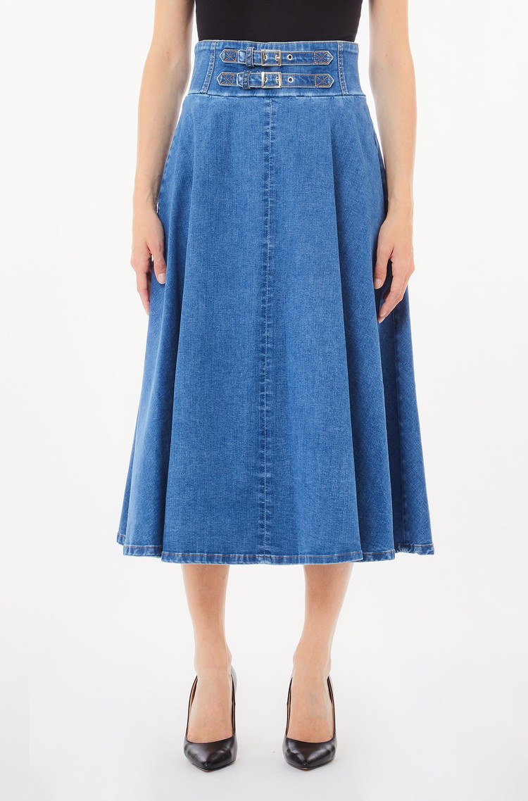 LIU JO Zvončasto denim krilo Modra - Blue 