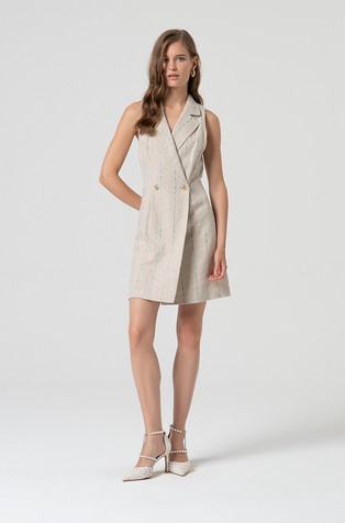 Short sleeveless dress with stripes